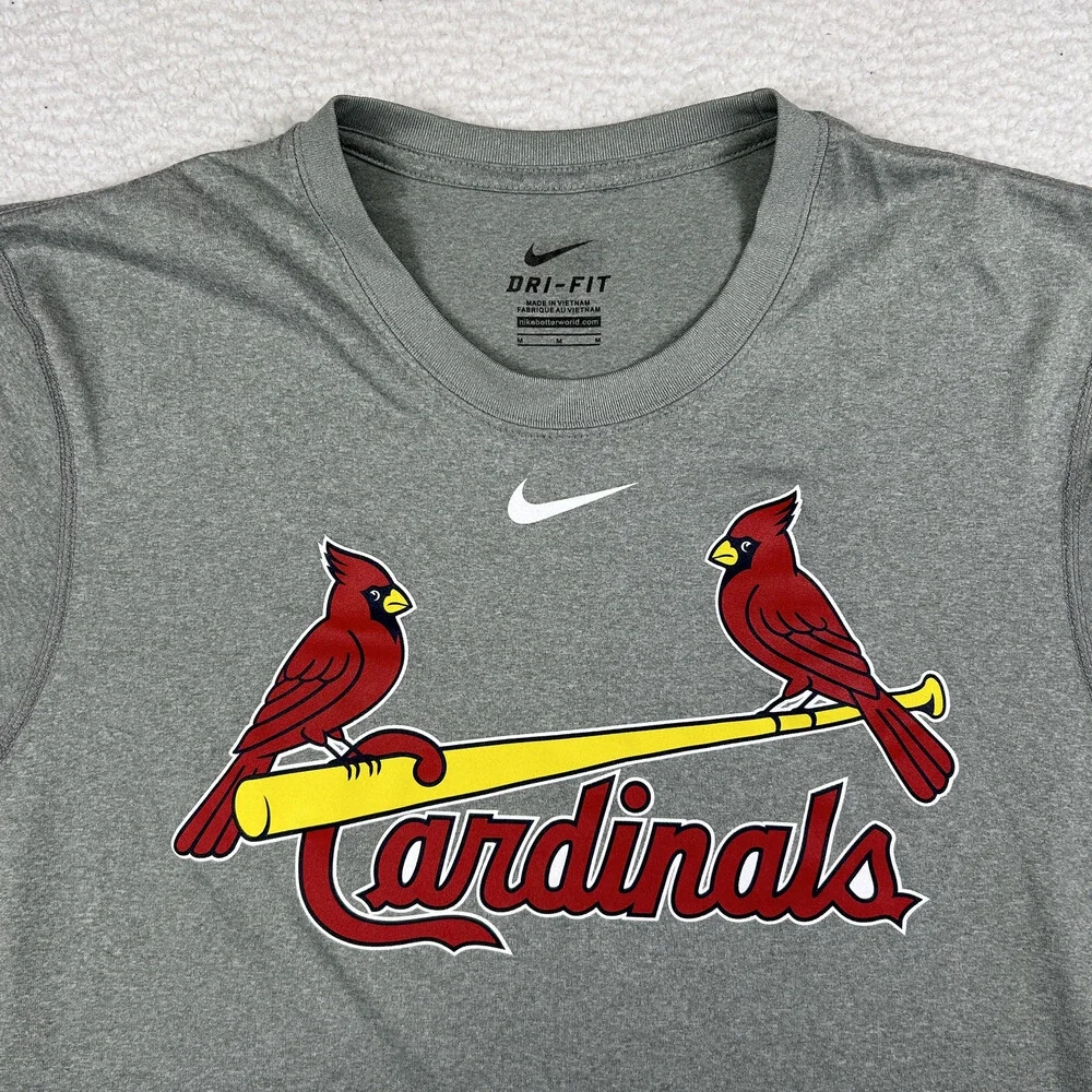 Nike St. Louis Cardinals Shirt Mens Medium Gray Dri-Fit MLB Authentic Logo